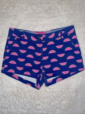 Macbeth Collection by Margaret Josephs Blue Shorts with Pink Watermelon Print